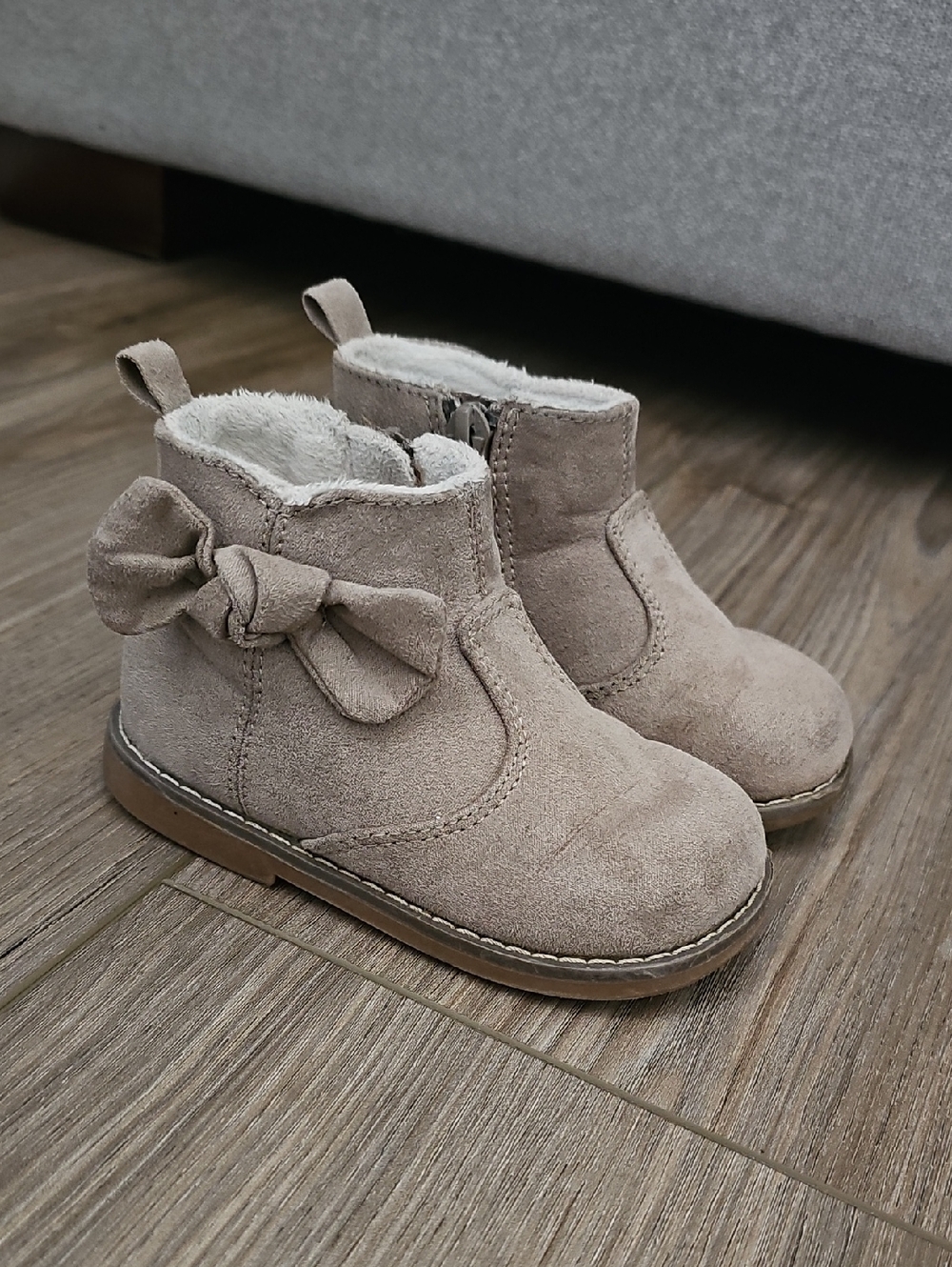 H&M Taupe Bow Suede Kids Ankle Boots